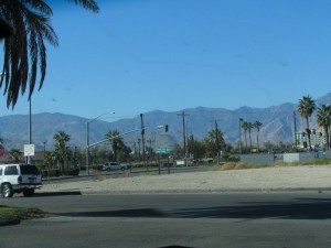 the view from the car on way out of town